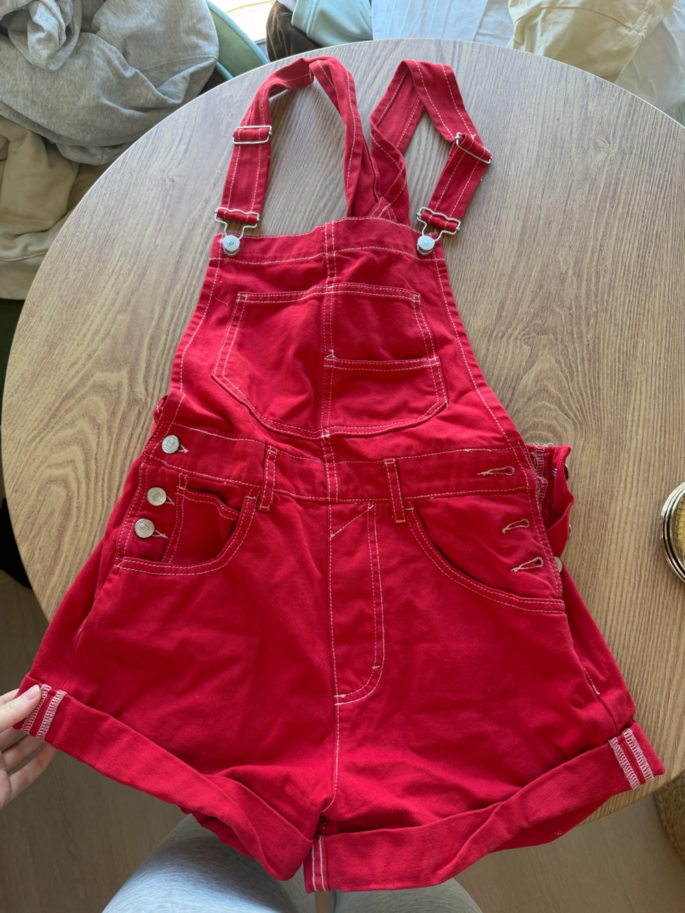 We The Free Red Denim Overalls